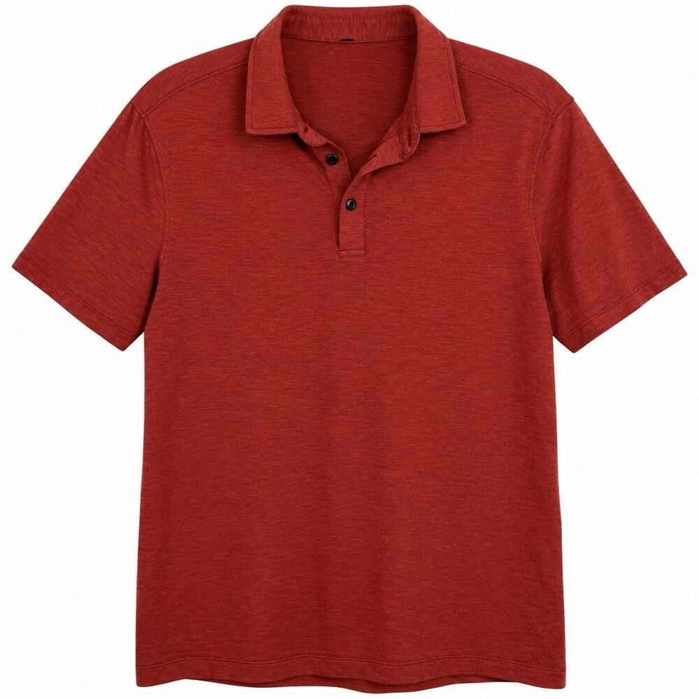 Lululemon Evolution Polo Shirt Mens Medium Red Heather Short Sleeve Stretch Golf
